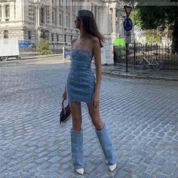 NWT Zara Denim Mini Dress - Picture 15 of 17